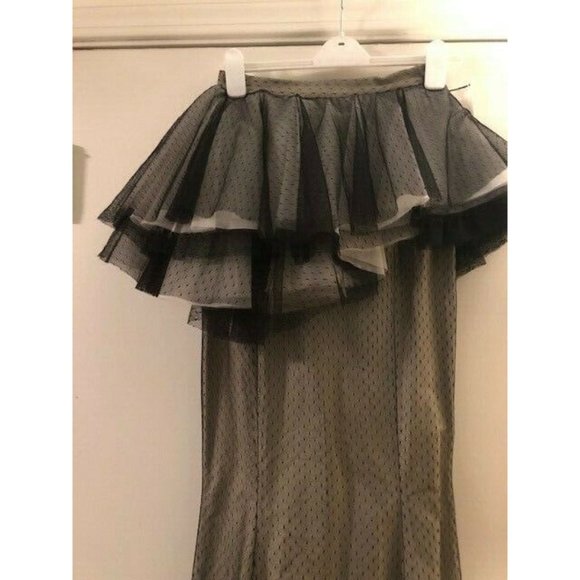 NWT $3100 BROCK COLLECTION DRAMATIC PETUNIA  BLACK LACE TRUMPET SKIRT US SIZE 2 - Picture 4 of 8